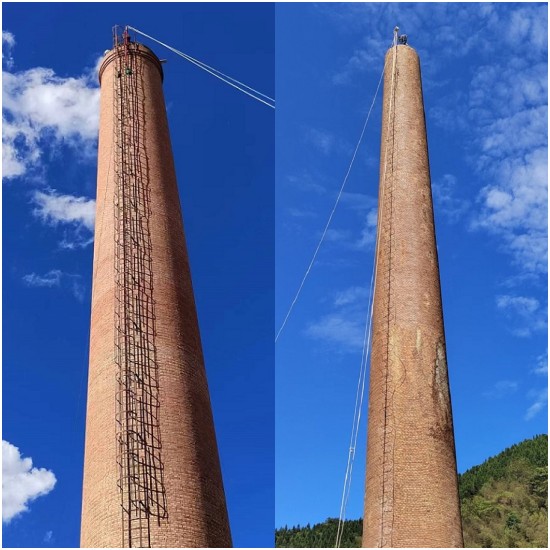 拆除高危煙囪，保障群眾居住安全